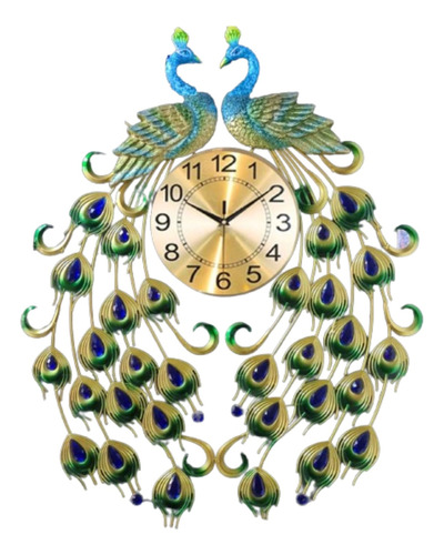 Reloj Analógico De Pared Diseño Doble Pavo Real Decorativo 