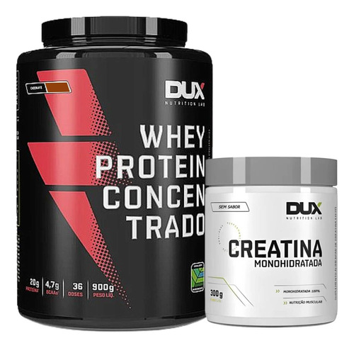 Whey Protein Dux Nutrition 900g + Creatina 300g 100% Pura Sabor Cookies