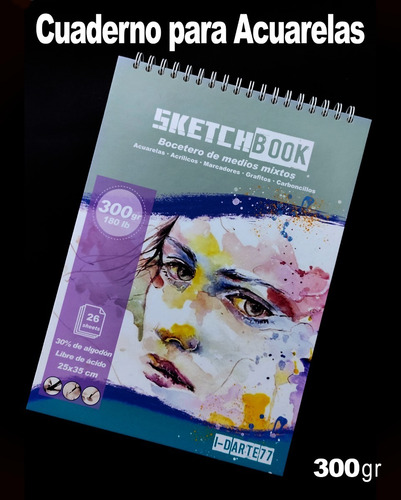 Imagen 1 de 1 de Sketchbook De 300gr 26 Hojas Para Acuarelas - Guayaquil