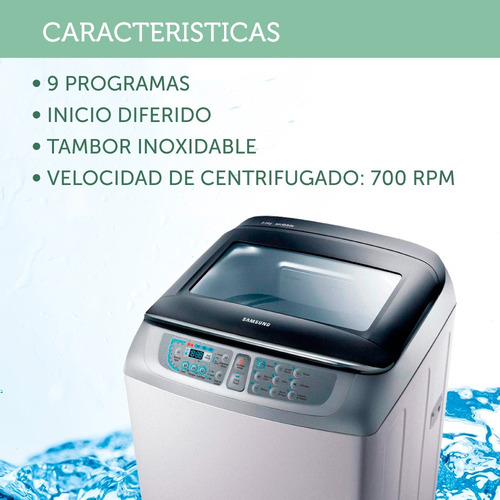 Lavarropas Samsung Wa80f5s4uda Wa80 Silver 700rpm 8kg Pc