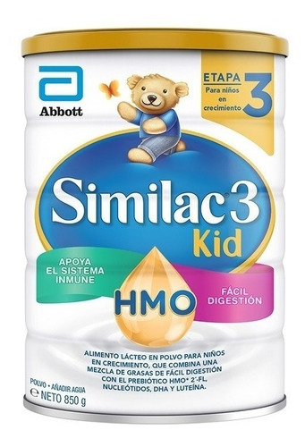 Leche de fórmula en polvo Abbott Similac 3 Kid Prosensitive sabor vainilla en lata de 1 de 850g a partir de los 2 años