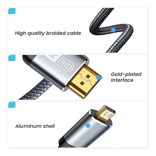 Cable Micro Hdmi A Hdmi De 4k A 60 Hz Para Gopro Hero Pi4, S