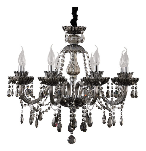 Uboxin Candelabro De Cristal Gris Ahumado, 8 Bombillas E12,.