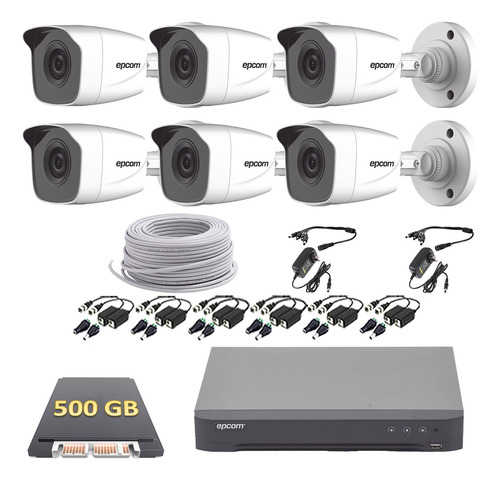 Kit Video Vigilancia 6 Camaras Hikvision Full Hd 1080p  2tb