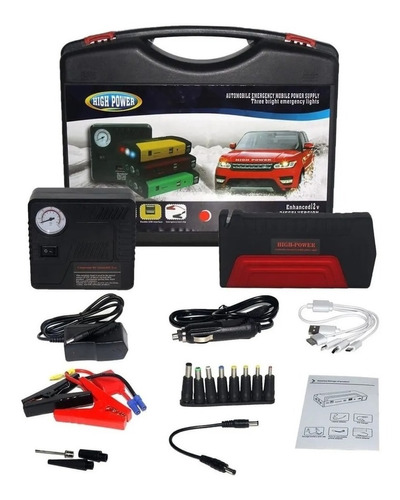 Partidor Cargador Powerbank Bateria Auto + Inflador De Rueda