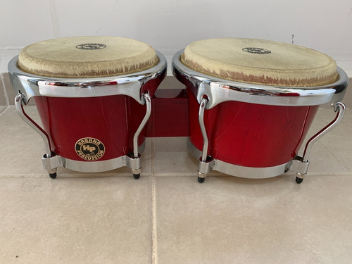 Bongos Hp Habana Percussion Funda Incluida Color Rojo