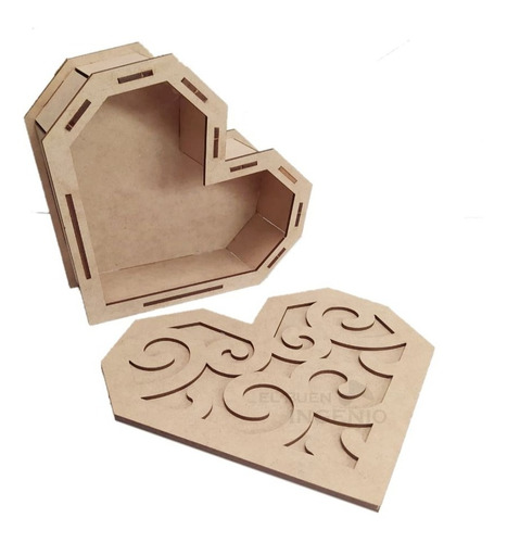 Caja De Madera Mayoreo Corazon Con Tapa Cajita 10 Pzas