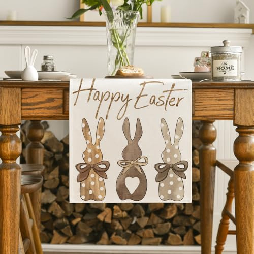 Camino De Mesa De Pascua Con Diseño De Conejo