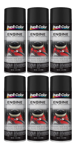 Paq 6 Pinturas Esmalte De Motor Con Resina Ceramica Negra