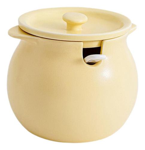 Elegante Juego De Botes De Cerámica Con Cuchara: M Amarillo