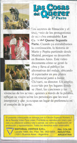 Asi Se Hizo Las Cosas Del Querer 2da Parte Vhs Nuevo
