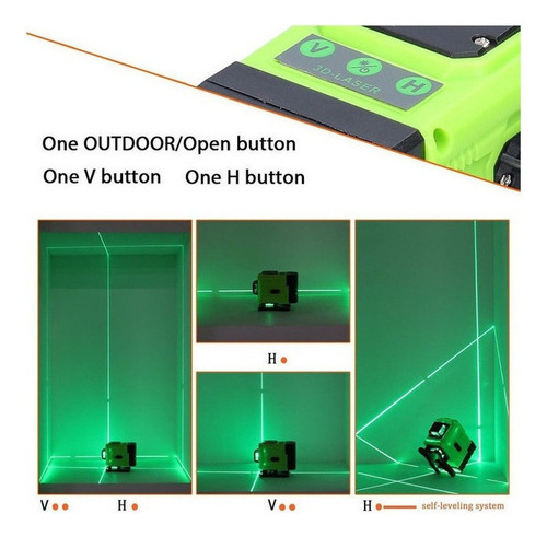 12 Linhas De Nível Laser De Luz Verde 3° Autonivelante