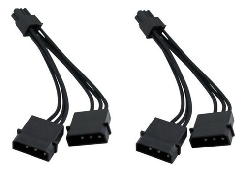 2 Cables Adaptadores De Alimentación Pci-e Dual Molex De 4 A