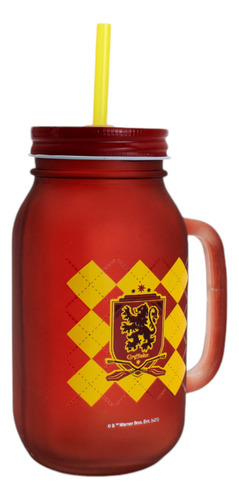 Mason Jar - Harry Potter - Gryffindor - Tapa Popote Vidrio