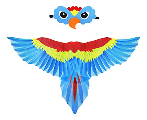 Ave-costume-parrot-wings Para Niños Con Máscara De 63kyv