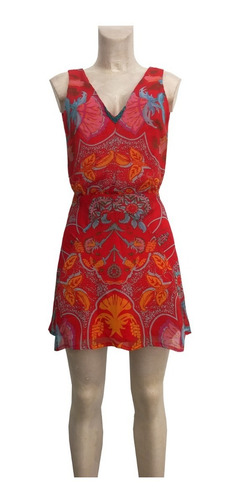 Vestido Corto Rojo Estampado