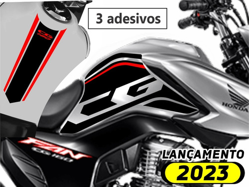 Kit Adesivos Cg Fan 2023 Gravata + Tanque Lateral .prata10