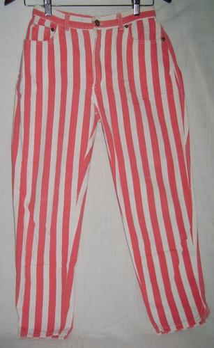 Pantalon Jean Rallado Rojo Y Blanco Retro Vintage 