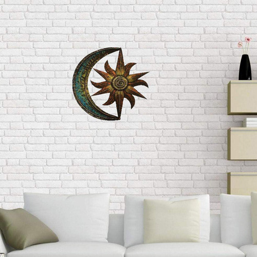 Criativo Sun Moon Metal Wall Art Tema Celestial 35cm