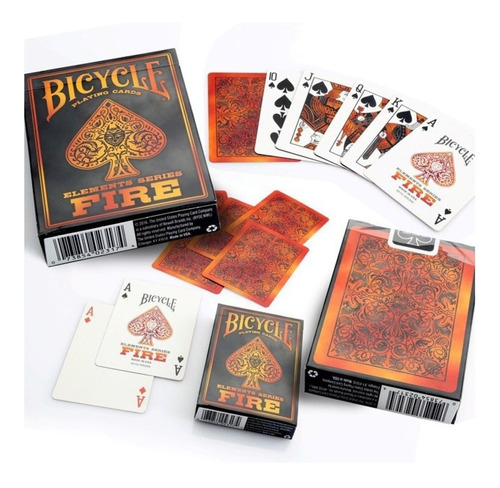 Cartas Bicycle Fire Fuego Baraja Llamas Devil Rojo Naranja