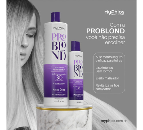 Kit Proliss Blond 300ml Passo Único + Sos 300g Myphios