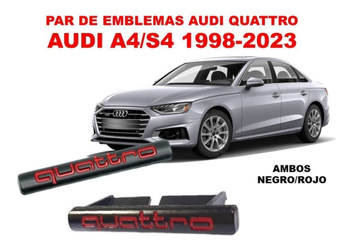 Par De Emblemas Audi Quattro Audi A4/s4 1998-2023 Negro/rojo