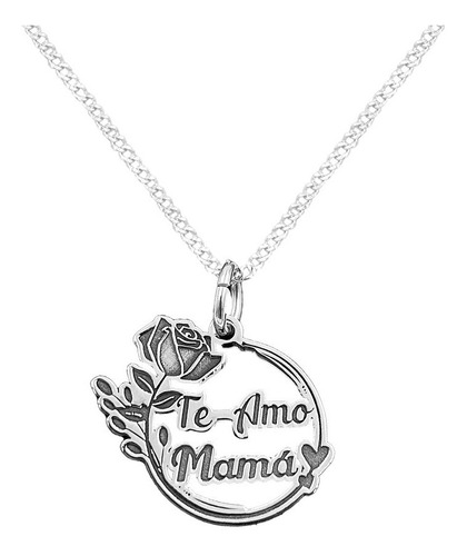 Dije Y Cadena Rosa Te Amo Mamá Plata 925 Envio Gratis