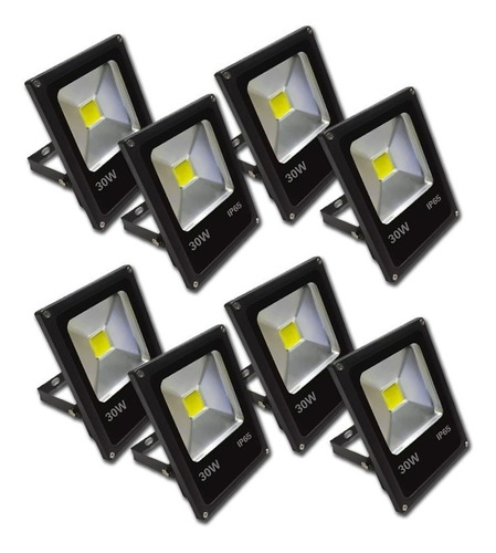 Reflector Led 30w Blanco Bajo Consumo Exterior Pack X 8 
