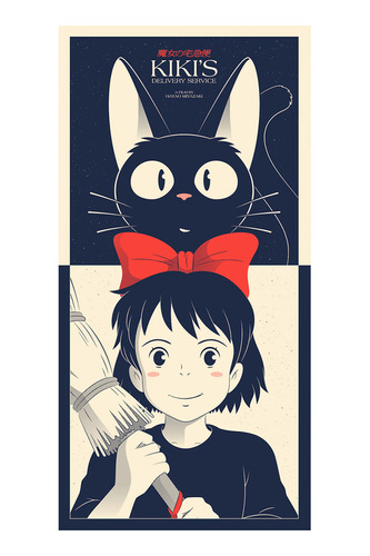 Poster Papel Fotografico Ghibli Kiki Niña Gato Anime 60x80