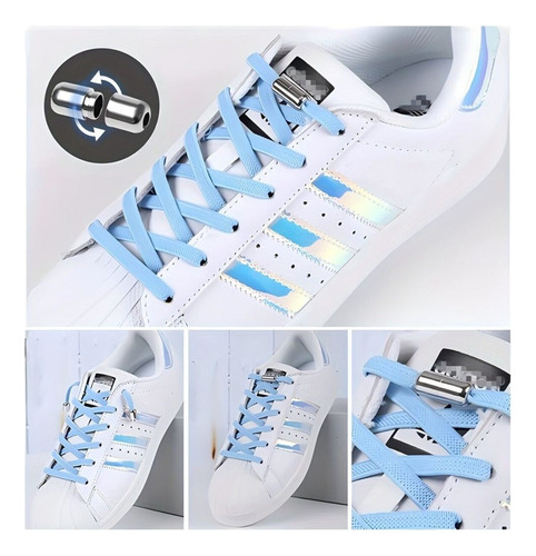 Cordones Elasticos Ajustables Para Zapatillas Adultos Niños Azul Marino