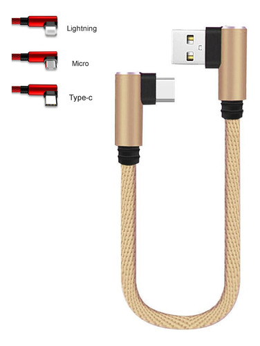 Datos De Línea Corta Con Codo Micro Usb Rojo En Forma De L D