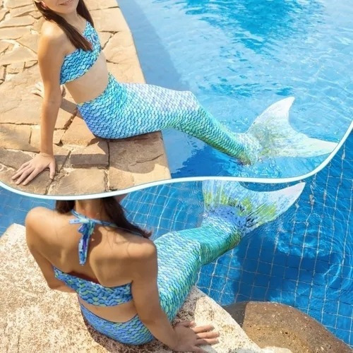 Bikini Bañador De Niña 3 Piezas Diseño Cola Sirena