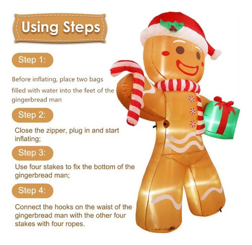 2.4m Inflables Hombre De Jengibre Decoraciones Patio Navidad