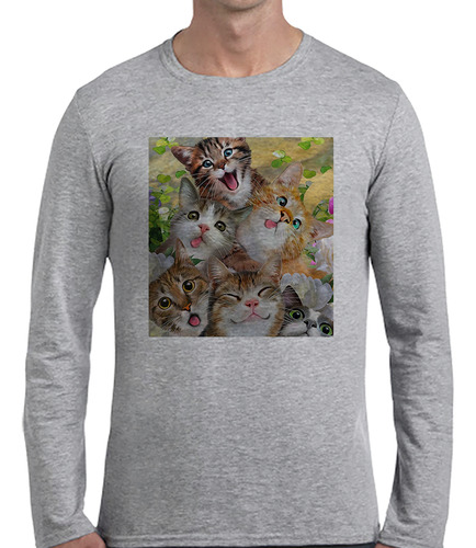 Remera Hombre Ml Gato Michi Karen Felino Animal Patas Cat P2