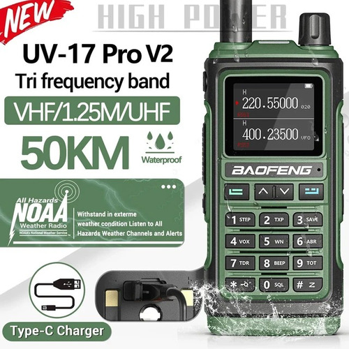 Baofeng Uv17r Pro De 16w V2 Verde Militar Superior Al Uv-9r 