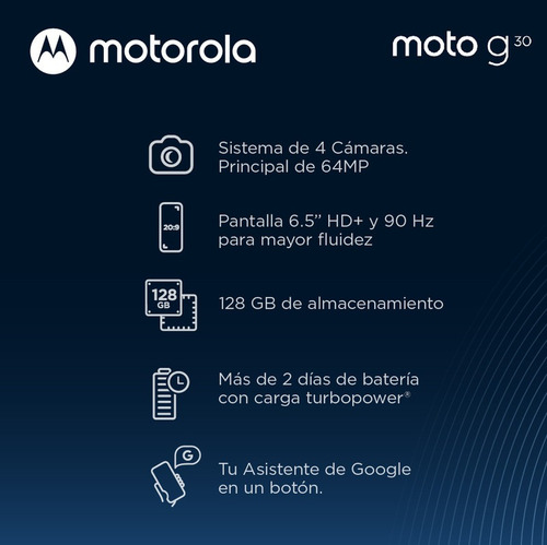 Imagen 5 de 5 de Celular Motorola G30 4g 128gb 4gb Dual Sim Gris Tornasol