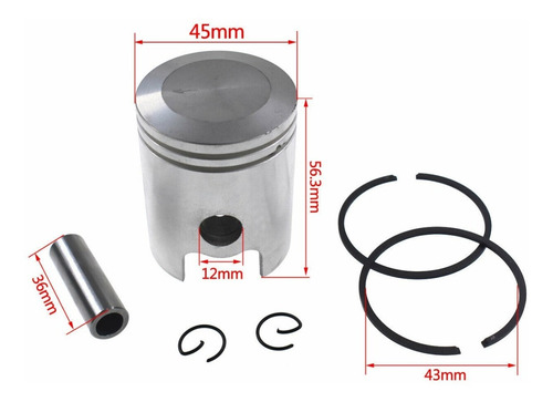 Imagen 2 de 4 de Pistón Wacker Con Anillos 45mm Wm80 No. 0045908 2 Tiempos