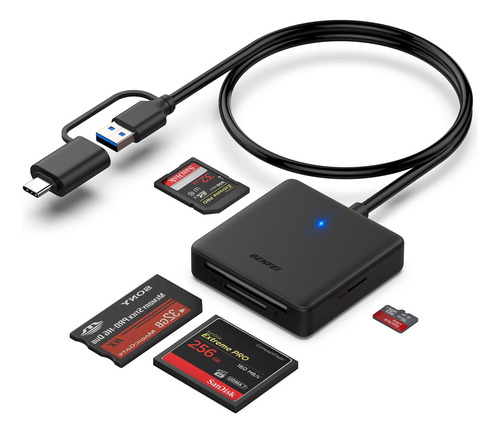 Lector De Tarjetas De Memoria, Benfei 4 En 1 Usb Usb-c A Sd 