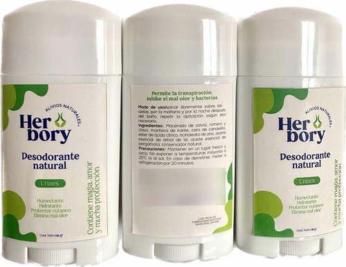 Desodorante Natural Sin Bicarbonato Paquete De 3