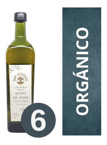 Imagen 1 de 7 de Aceite De Oliva Orgánico Extra Virgen San Nicolás 6 X 1litro