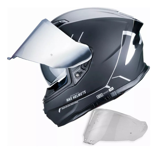 Casco Para Moto Hax Force Negro Mate/blanco Integral Elegante Certificado Dot Ece R.22.06 Con Visor Inter.y Ajuste Magnético Maglock|estilo Y Seguridad Para Trayectos Diari L