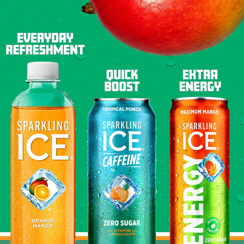 Sparkling Ice +energy Maximum Mango 12pk. Bebidas Energética