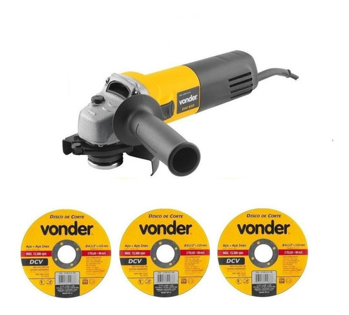 Esmerilhadeira angular Vonder EAV 650 de 50 Hz/60 Hz amarelo 650 W 127 V + acessório