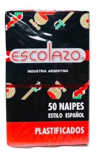 Cartas Española 50 Naipes Escolazo Plastificados X 12 Unidad Color del reverso Rojo Personaje Españolas