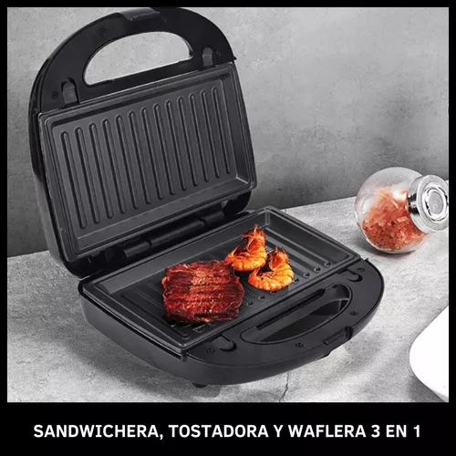 Sandwichera Waflera Tostadora 3 En 1 Placas Intercambiables