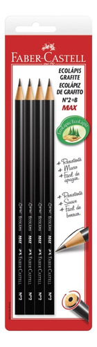 Lápis Grafite Ecolápis Max Preto Faber Castell C/ 4 Unidades
