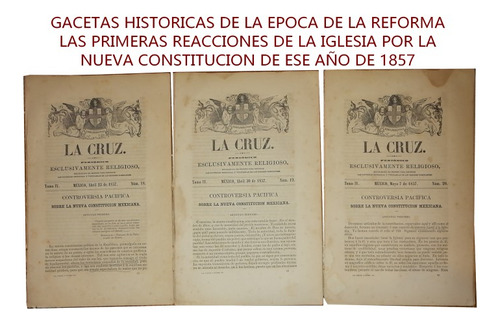 3 Revistas Antiguas 1857 Epoca De La Reforma Controversia De