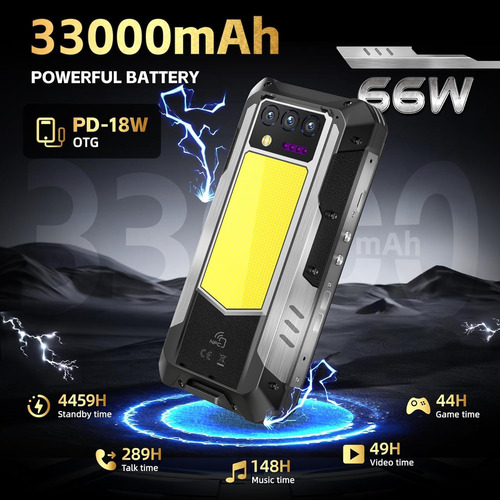 Oukitel Wp100 Titan 48gb (16+32) Ram 512gb Rom Celular Resistentes 33000 Mah/66w De Carga Rápida Rugged Smartphone 32+200mp/proyector/lámpara De Cam