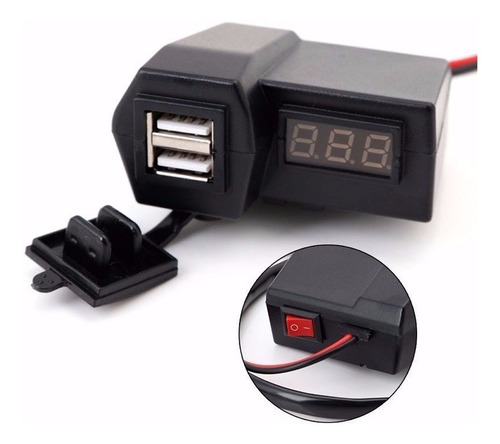 Cargador Moto Gps O Celular Doble Puerto Usb Voltimetro