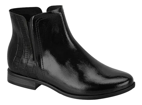 Zapatos Mujer Bota Ca a Baja Charol Taco Bajo Moleca Scarpy